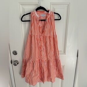 Olivia James The Label Ro Dress in Orange Tiered Stripe Mini Dress Size Small